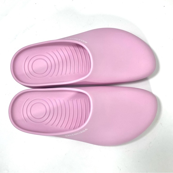 Balenciaga Pool Logo Closed Slides Clogs Pink Women Size 10 US NEW Matte Finish - Picture 12 of 14